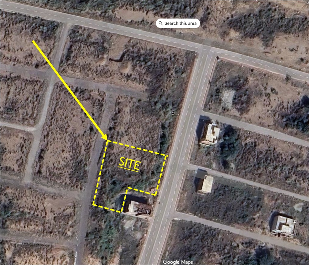 Zoomed map showing the exact plot boundary of the mosque site